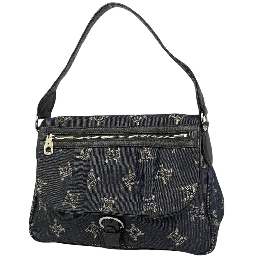 Celine Paris Macadam Shoulder Bag Handbag Denim Black